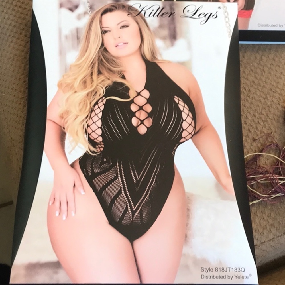Killer Legs by Yelete Women’s Plus Fishnet size queen bodysuit lingerie new